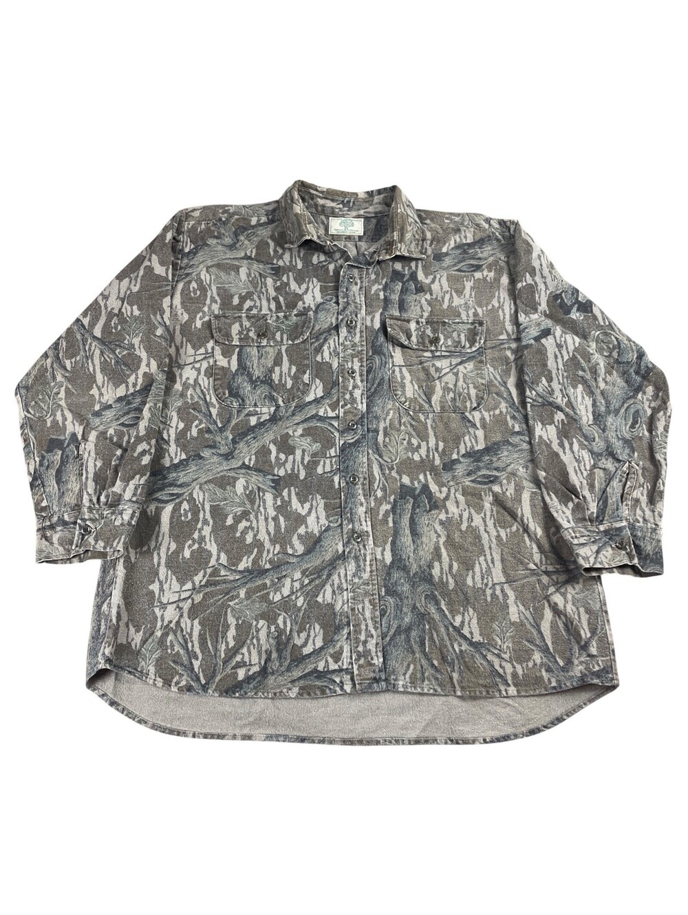 VTG. Mossy Oak Chamois Flannel USA Made Button Down Shirt Men's 2XL * See Meas